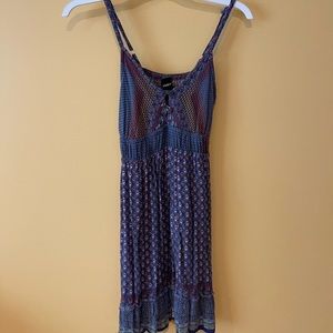 Purple Floral Mini Sun Dress